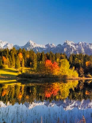Tennsee, Karwendel Mountains, Autumn, Reflection, Werdenfels, Mittenwald, Bavaria