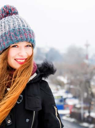 Winter, Smiling, Scarf, Cap, Caucasian Ethnicity, One Woman Only, Only Women