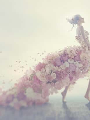 beautiful women in flower dress