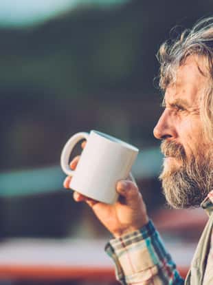 Senior man drinking a coffee